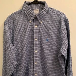 Mens Brooks Brothers long sleeve blue gingham pattern size L